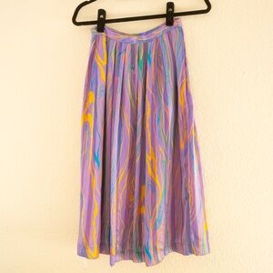 80s vintage midi pleated skirt neon